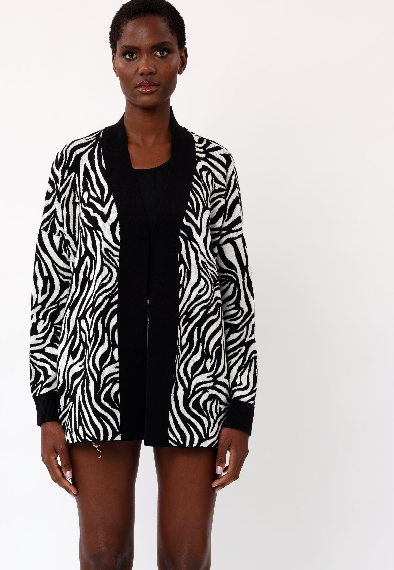 Black and white sale animal print cardigan