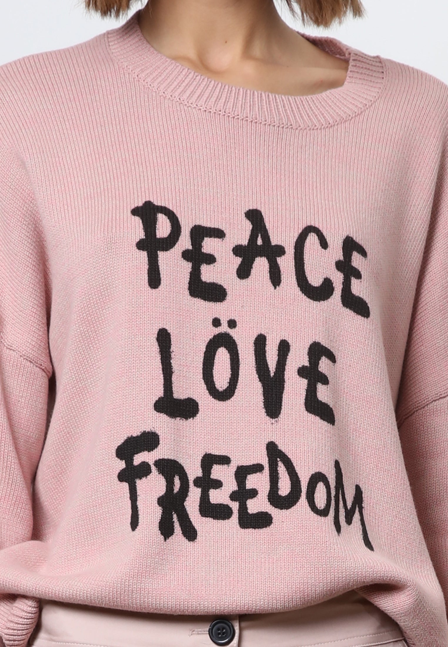 PEACE JUMPER DUSTY PINK & WHITE