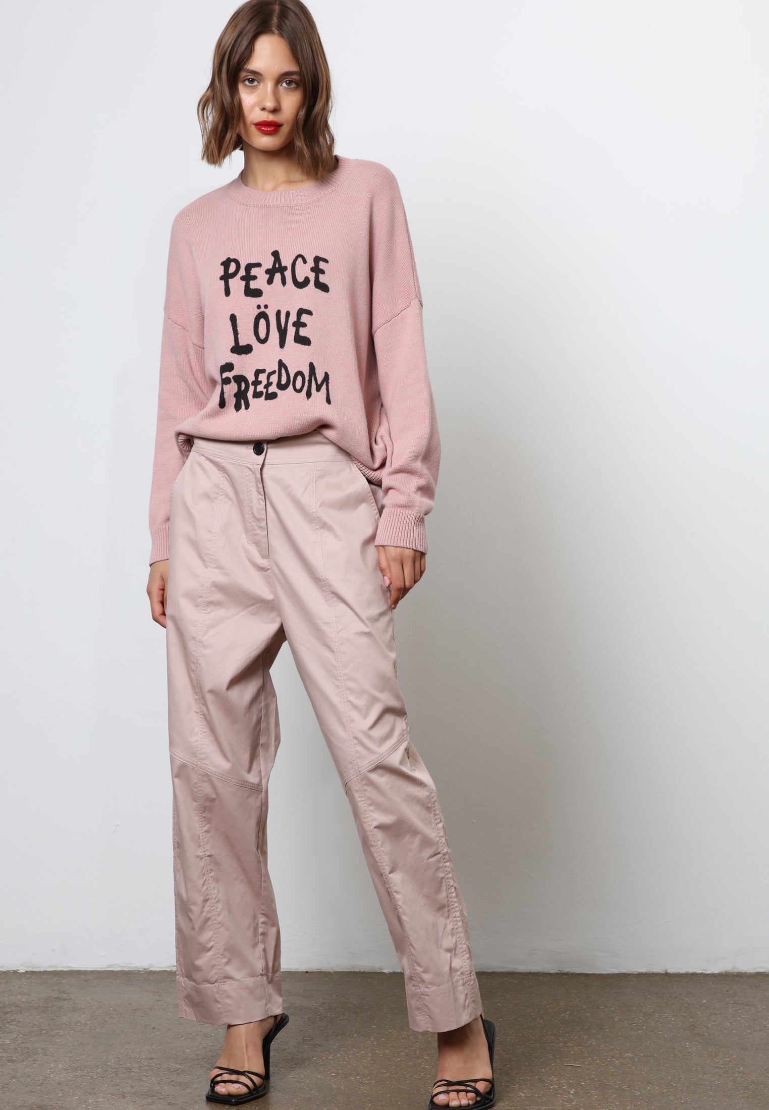 PEACE JUMPER DUSTY PINK & WHITE