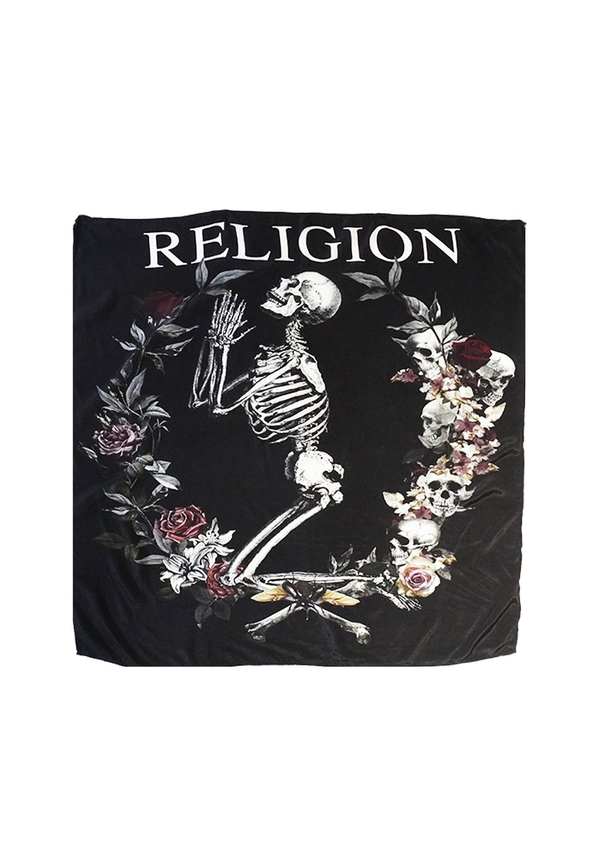 RELIGION Scarf Praying Skeleton Print