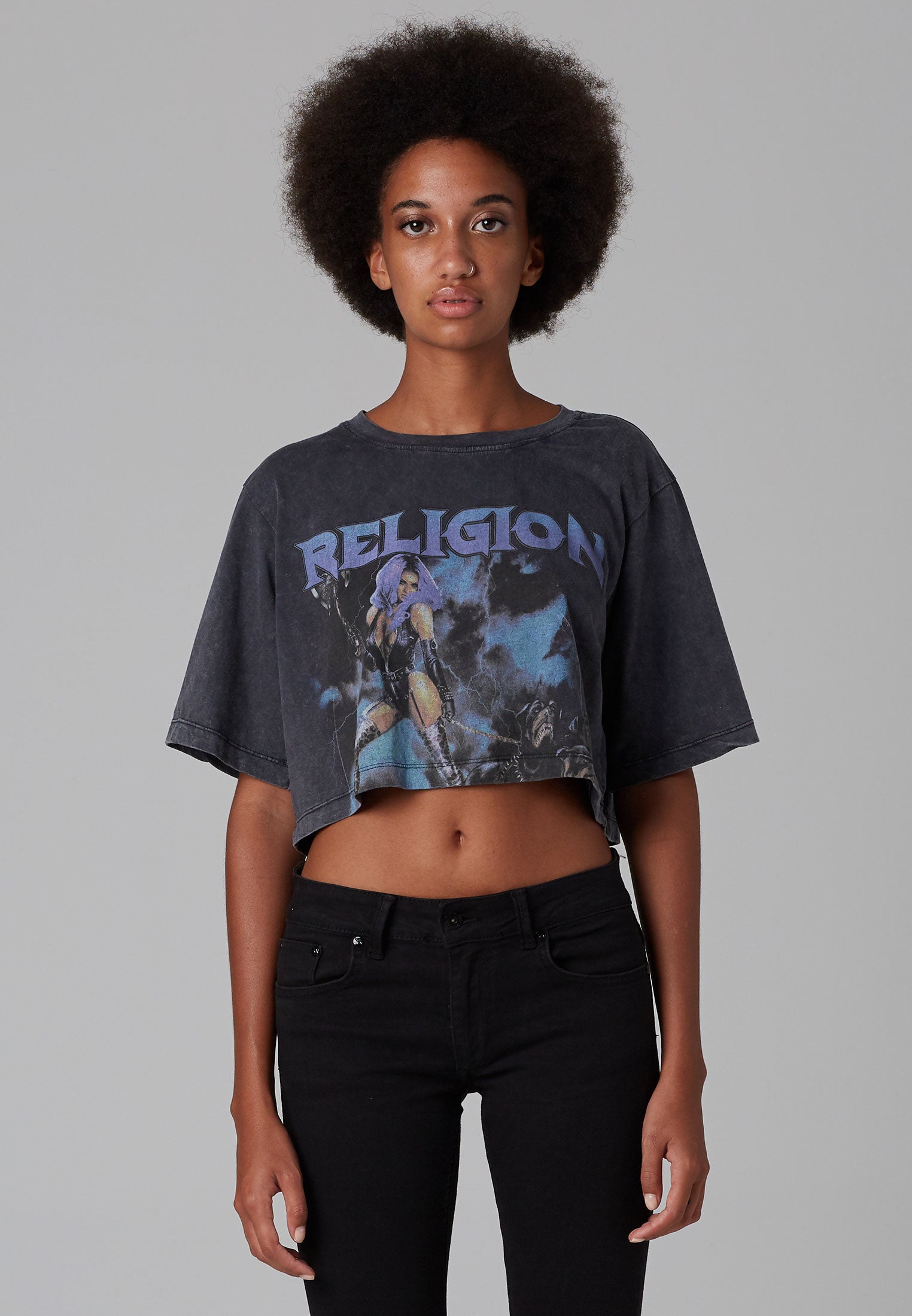 TAME THE BEAST CROP T-SHIRT VINTAGE BLACK
