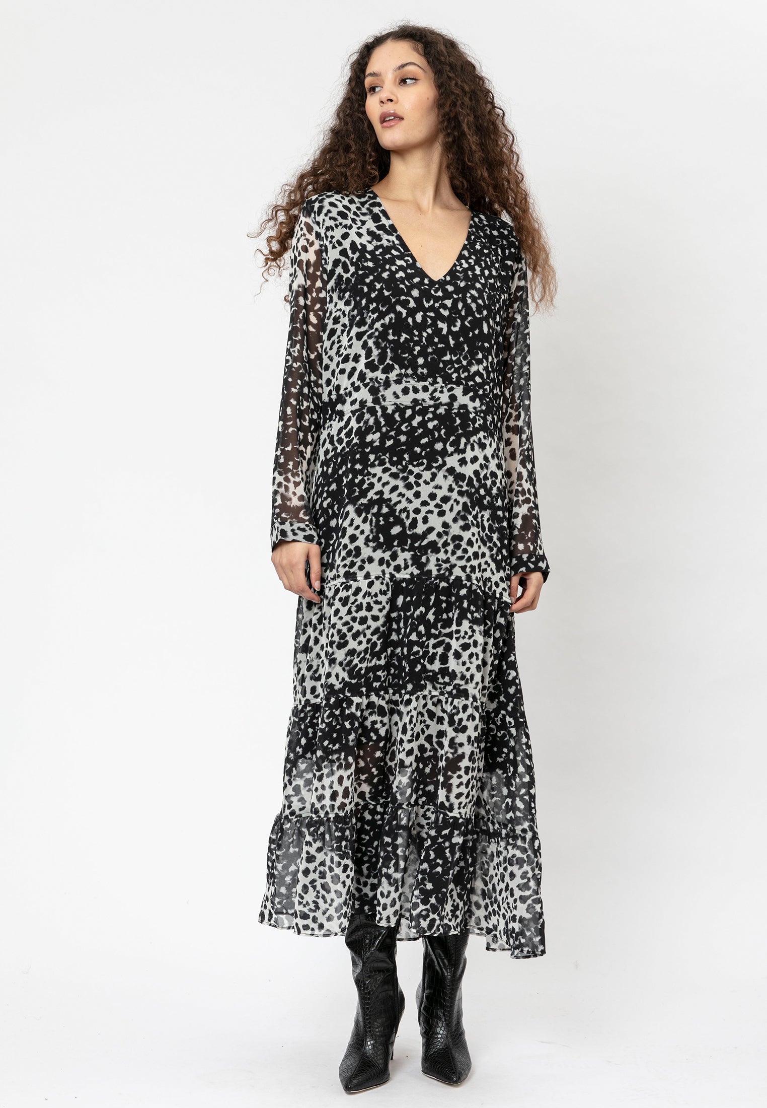 RELIGION Long Sleeves Painted Maxi Dress