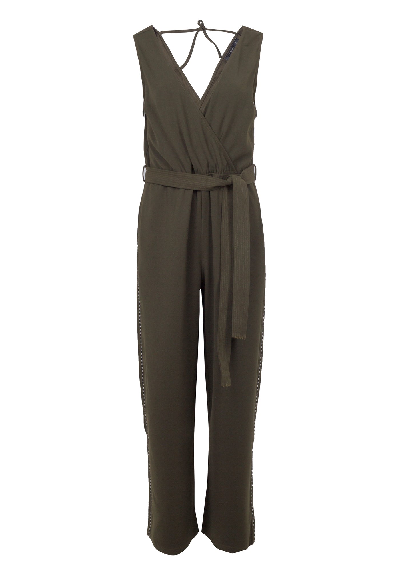 RELIGION Interstellar V-Neck Khaki Jumpsuit