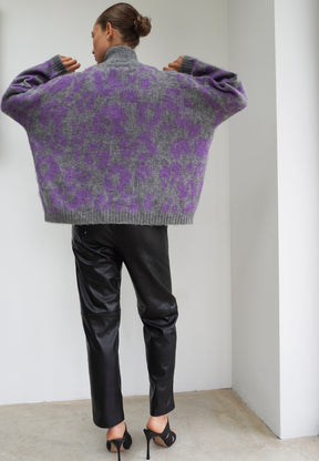 RELIGION Maximum Animal Print Lilac Cardigan