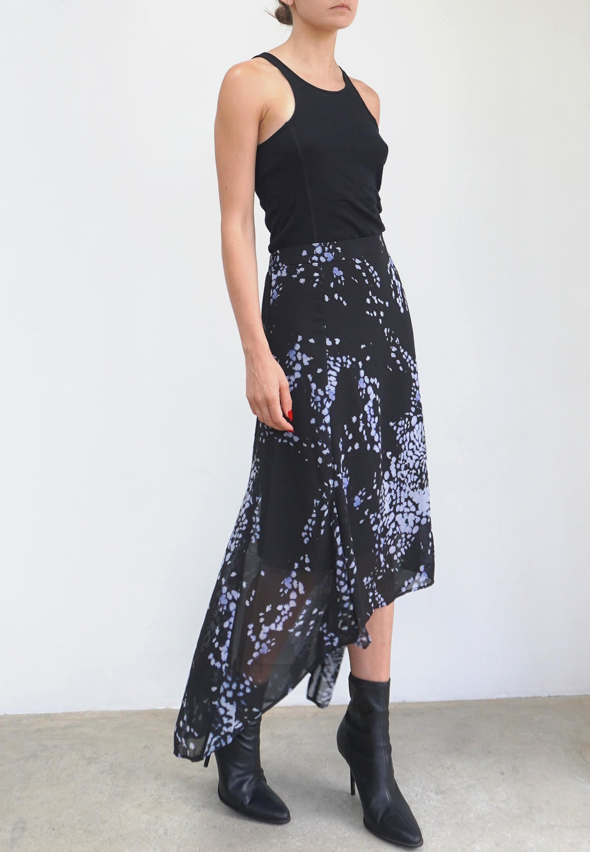 GALLANT ASYMETRIC HIGH LOW SKIRT IN BLUE PRINT