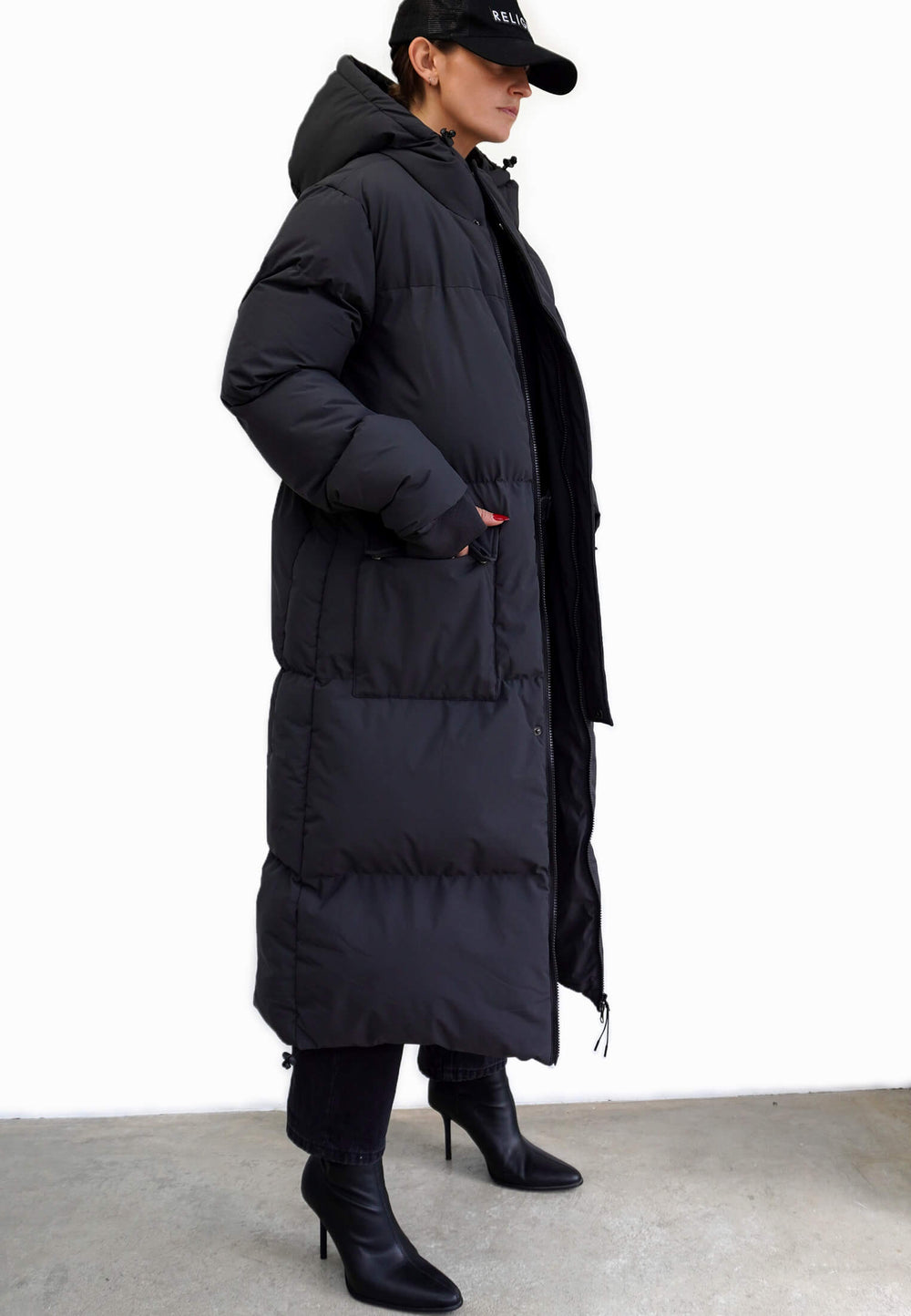 RELIGION Explorer Hooded Black Puffer Coat