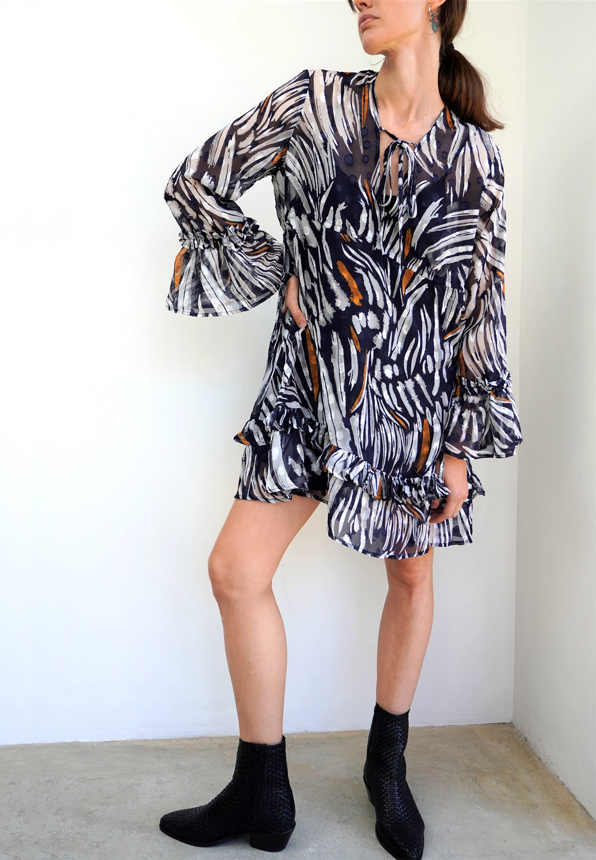 RELIGION Neptune Fluted Sleeve Tunic