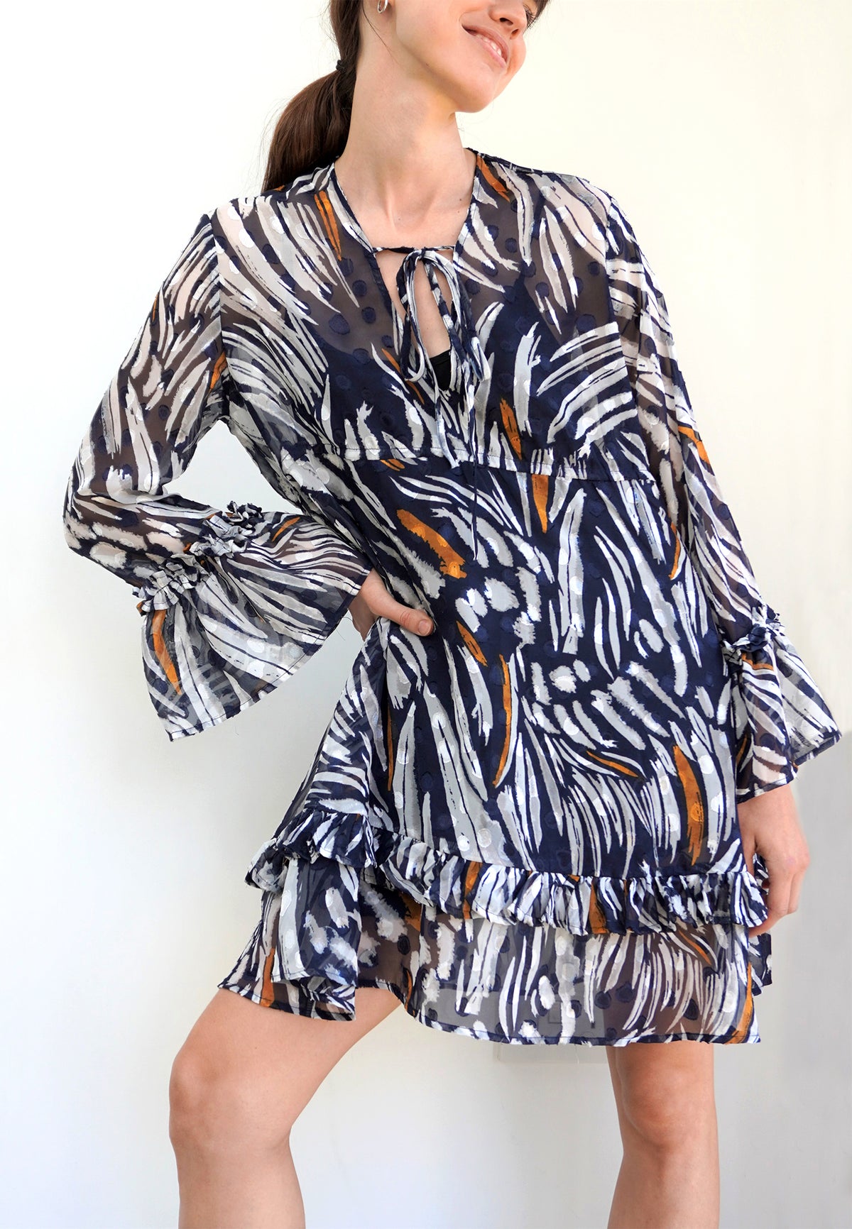 RELIGION Neptune Fluted Sleeve Tunic