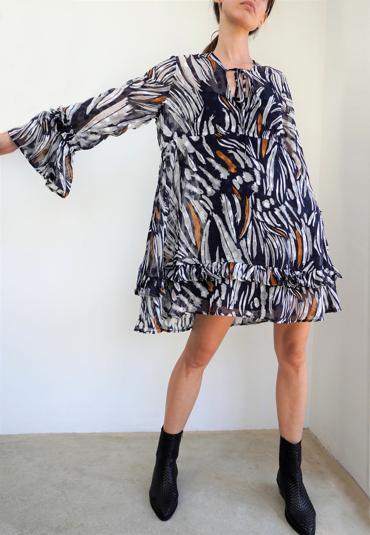 RELIGION Neptune Fluted Sleeve Tunic