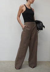 OUTLINE NEUTRAL WIDE LEG TROUSERS