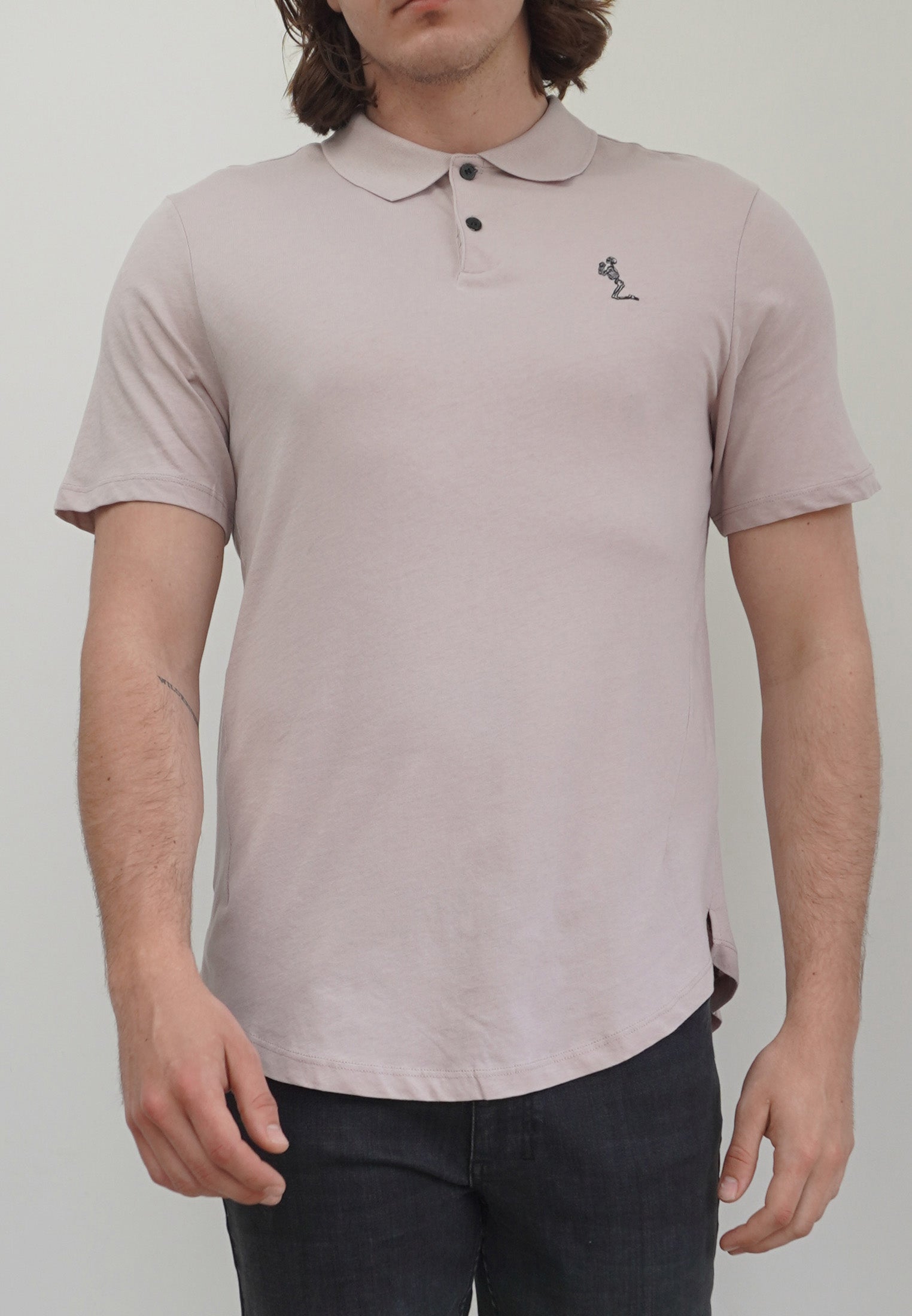 CURVED HEM POLO ASHES OF ROSES