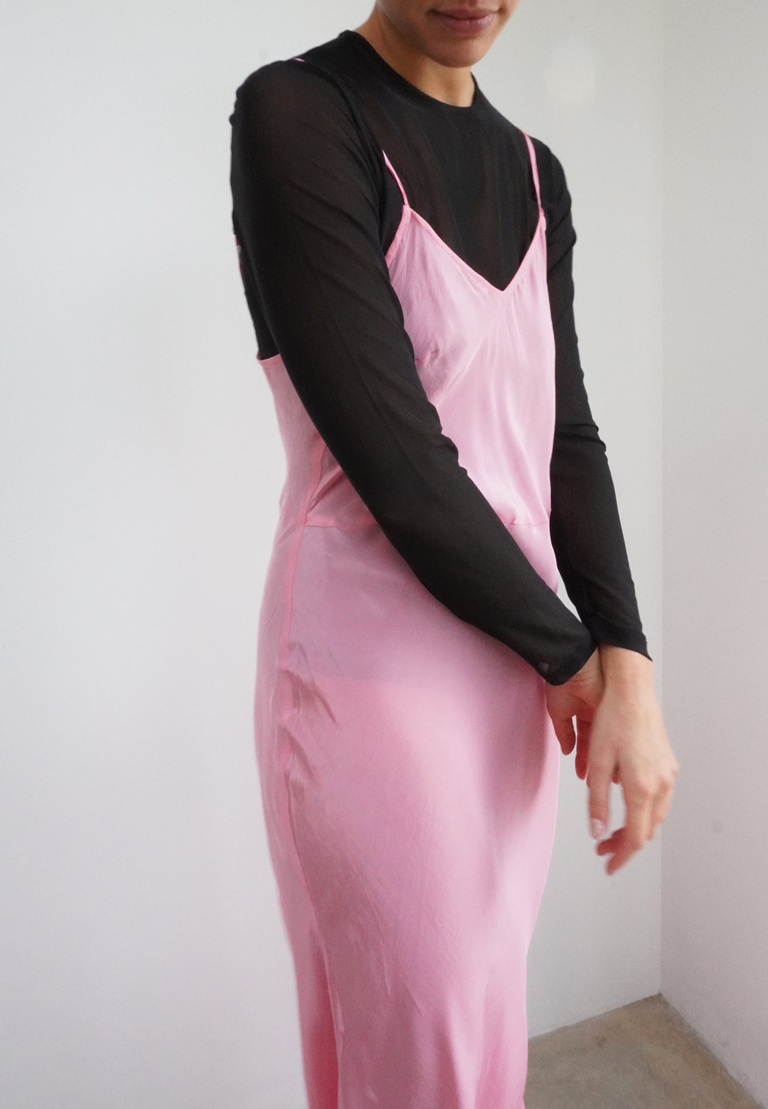 RELIGION Streak Pink Vegan Silk Maxi Dress