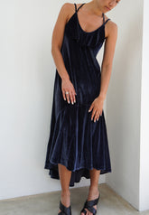 RELIGION Moonlight Dark Blue Velvet Maxi Dress