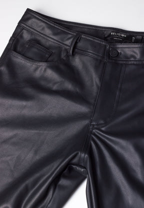 RELIGION Faux Leather Proteus Trousers Jet Black