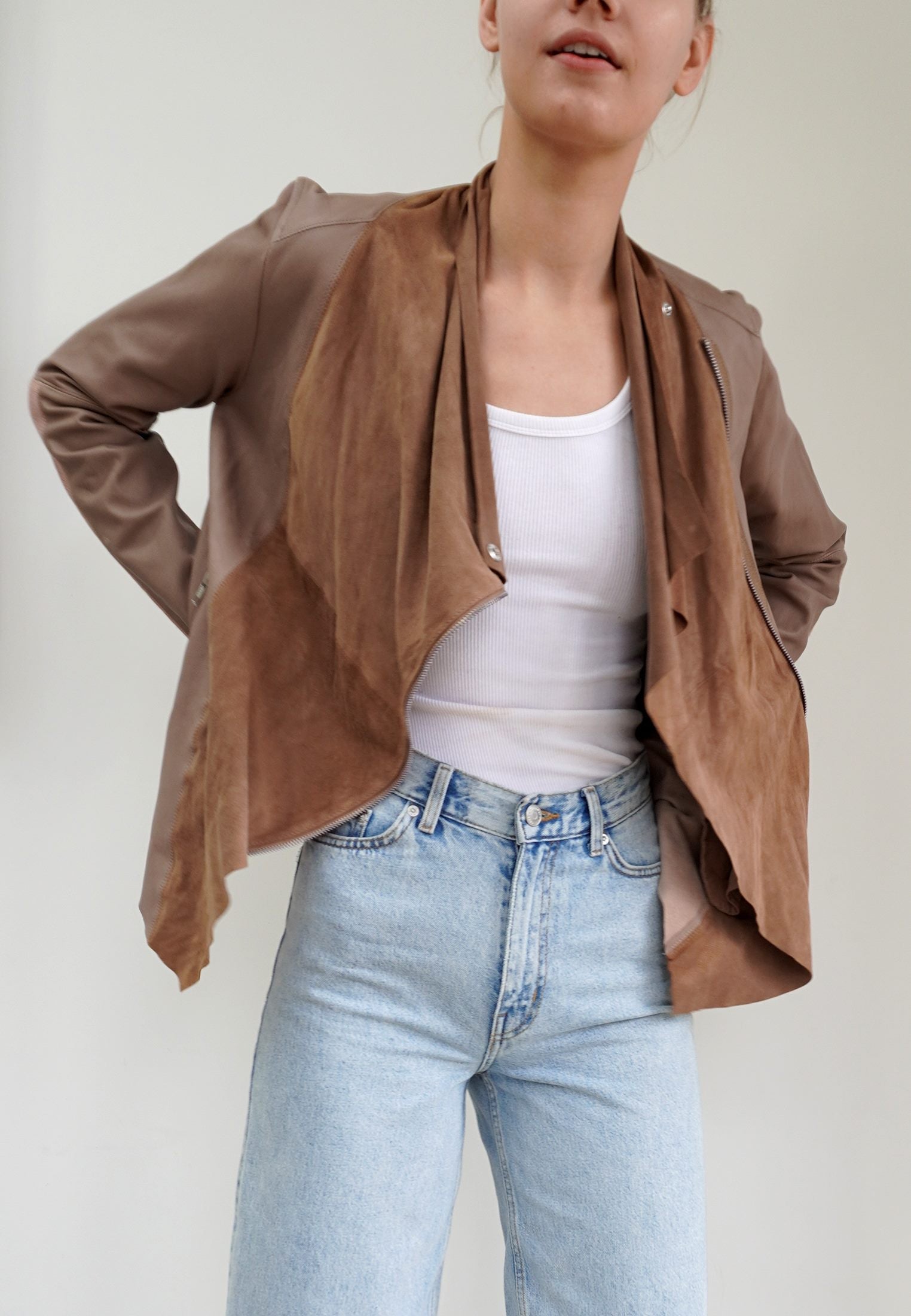 PUBLICISED LEATHER JACKET TAUPE