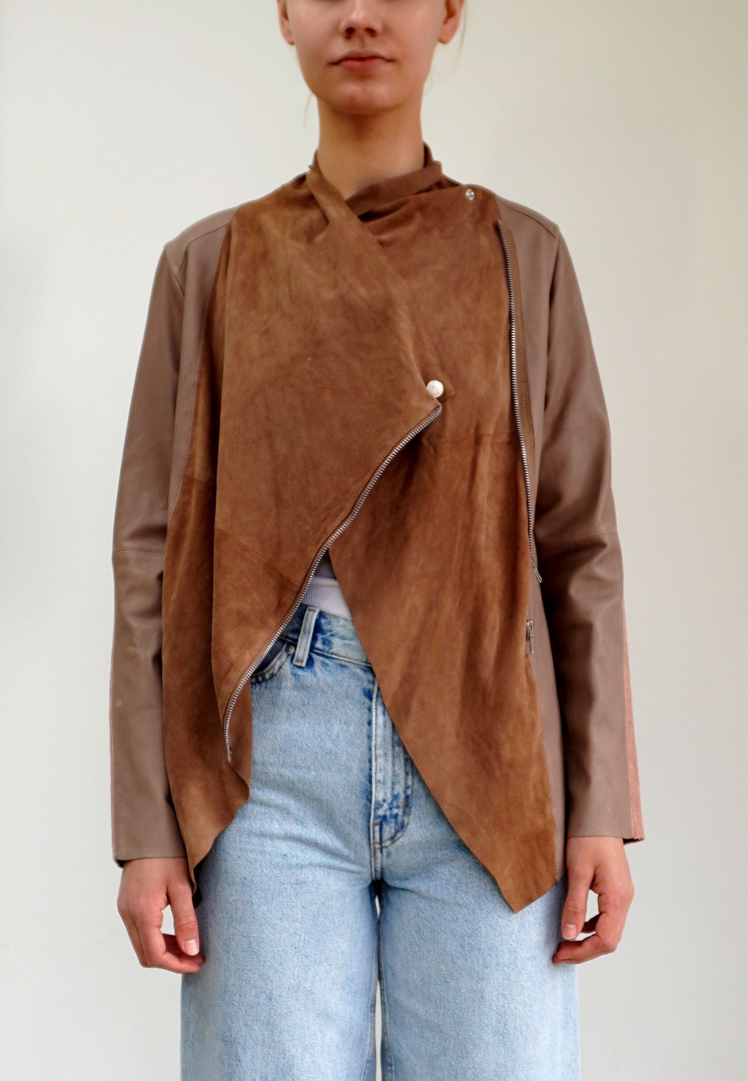 Suede on sale drape jacket