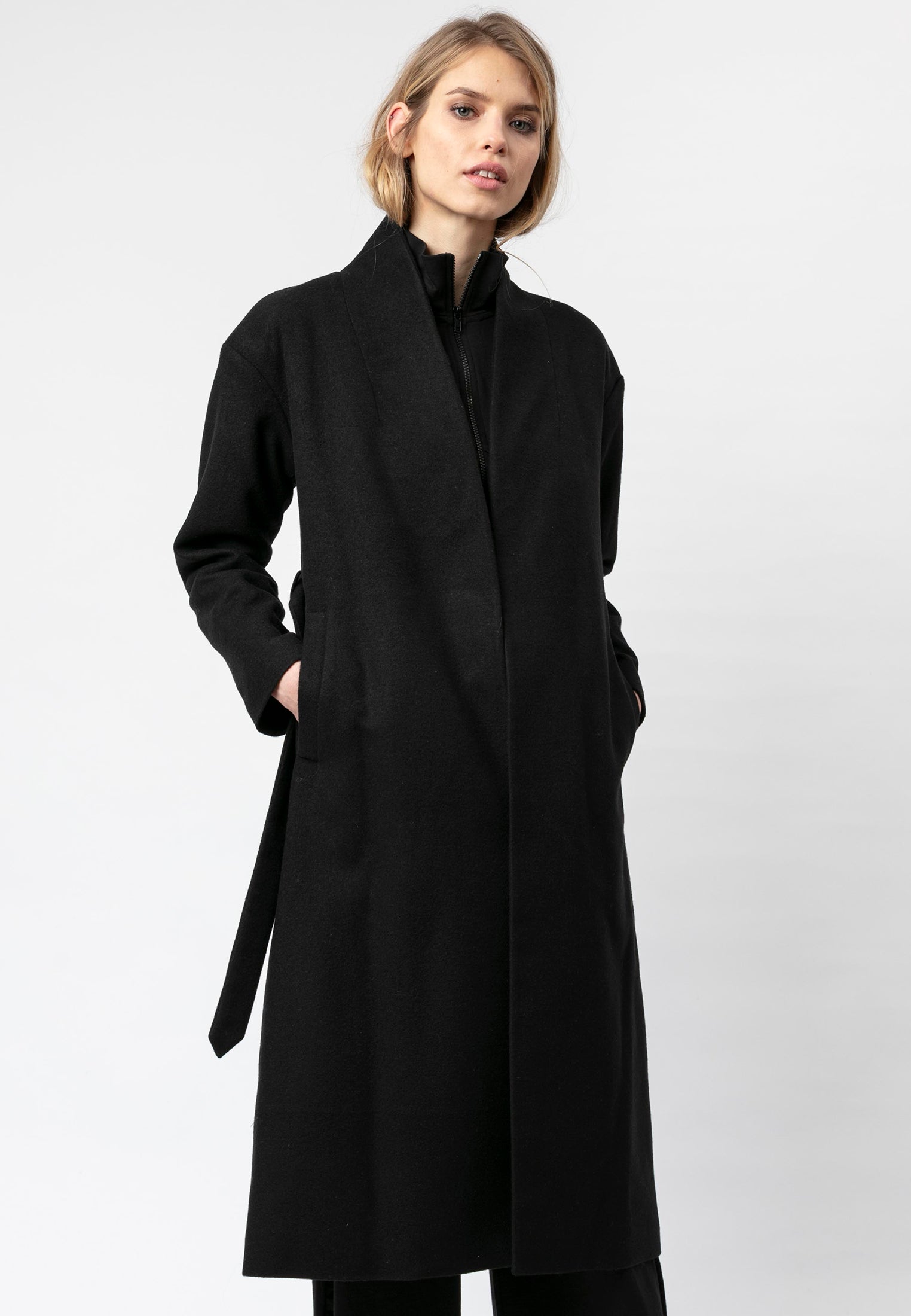 Religion funnel neck coat sale in black