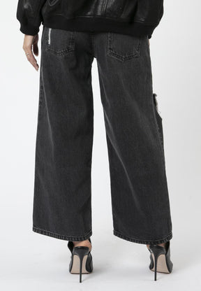 RELIGION Capricorn Black Wide-Leg Jeans