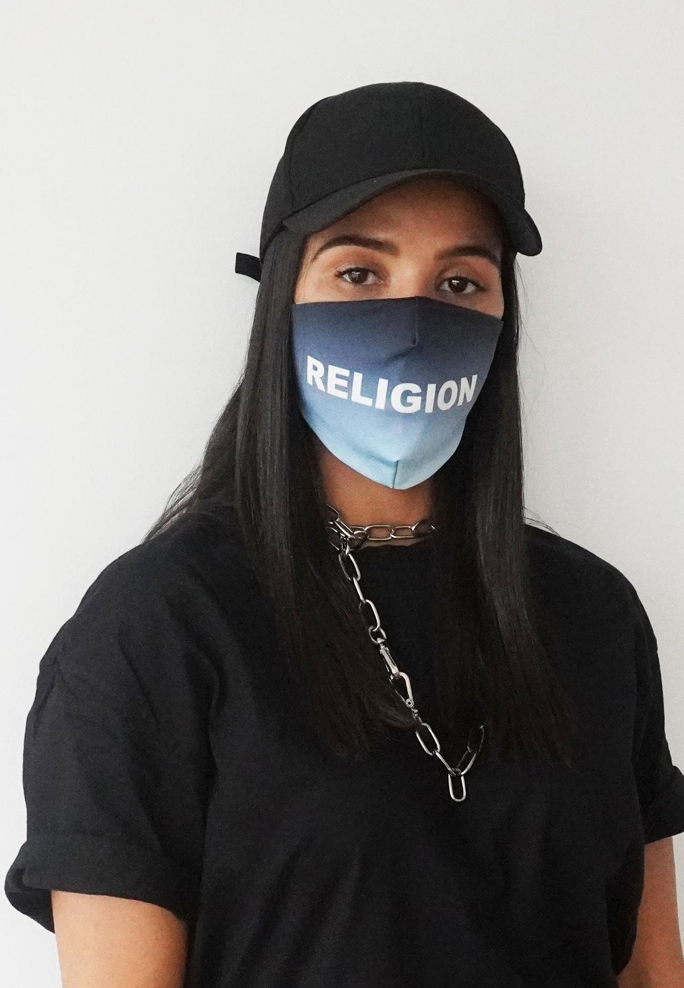 RELIGION Face Mask Gradient Baby Blue Print