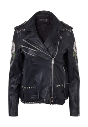 RELIGION Blush Biker Leather Jacket