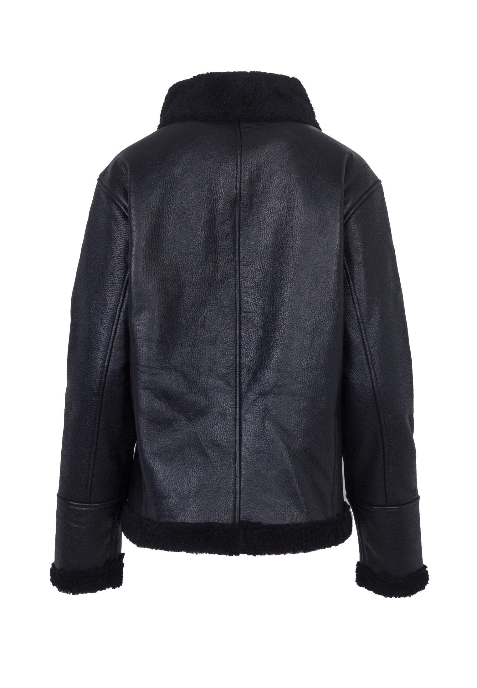 Black Pilot Leather Faur Fux Jacket