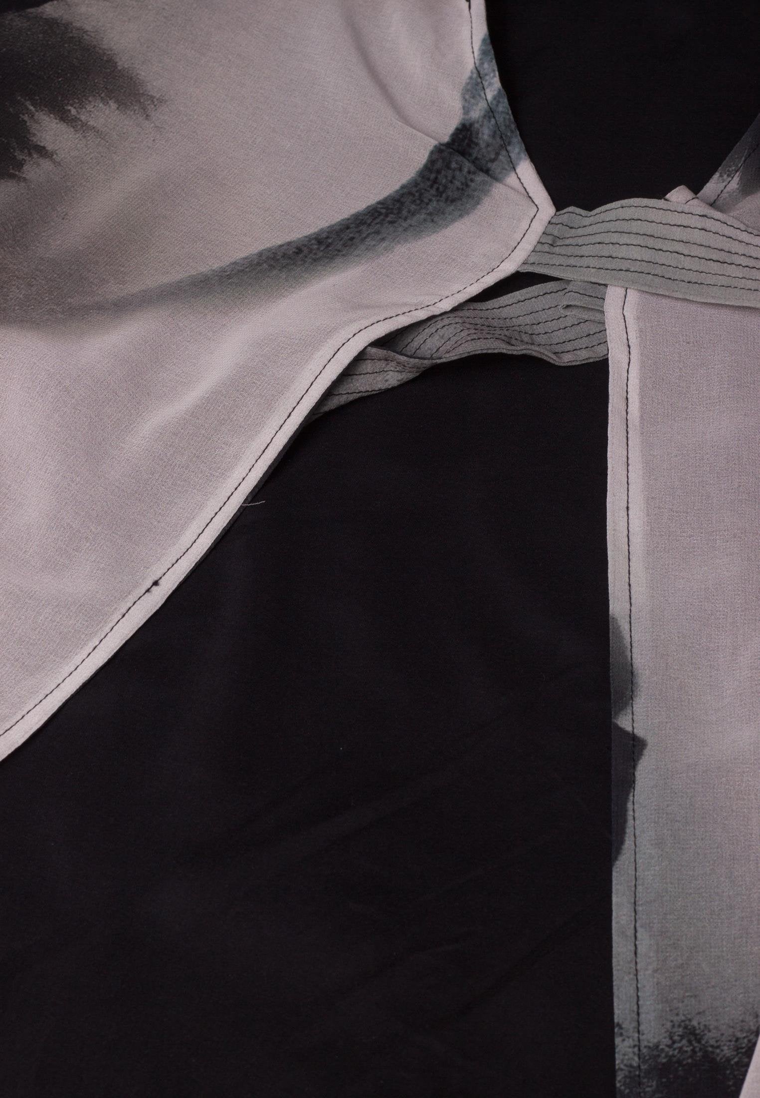 RELIGION Saturn Abstract Print Grey Wrap Dress