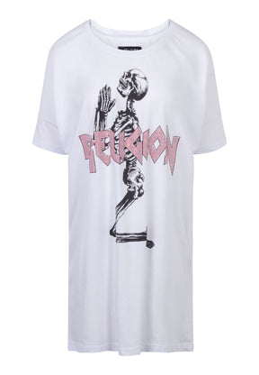 RELIGION White Skeleton Graphic Tee Dress
